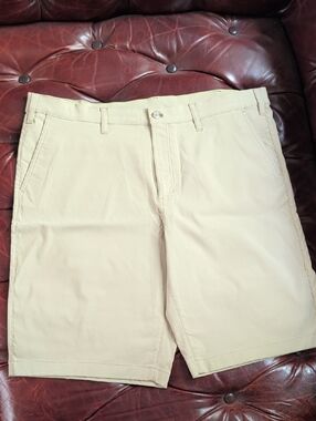 Eddie Bauer Beige Flat-Front Chino Shorts